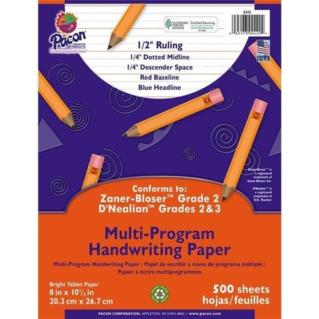 PACON CORPORATION Pacon PAC2422BN 8 x 10.5 in. Writing Paper 0.5 in. Short Rule - 2 Ream - 500 Sheet per Pack PAC2422BN